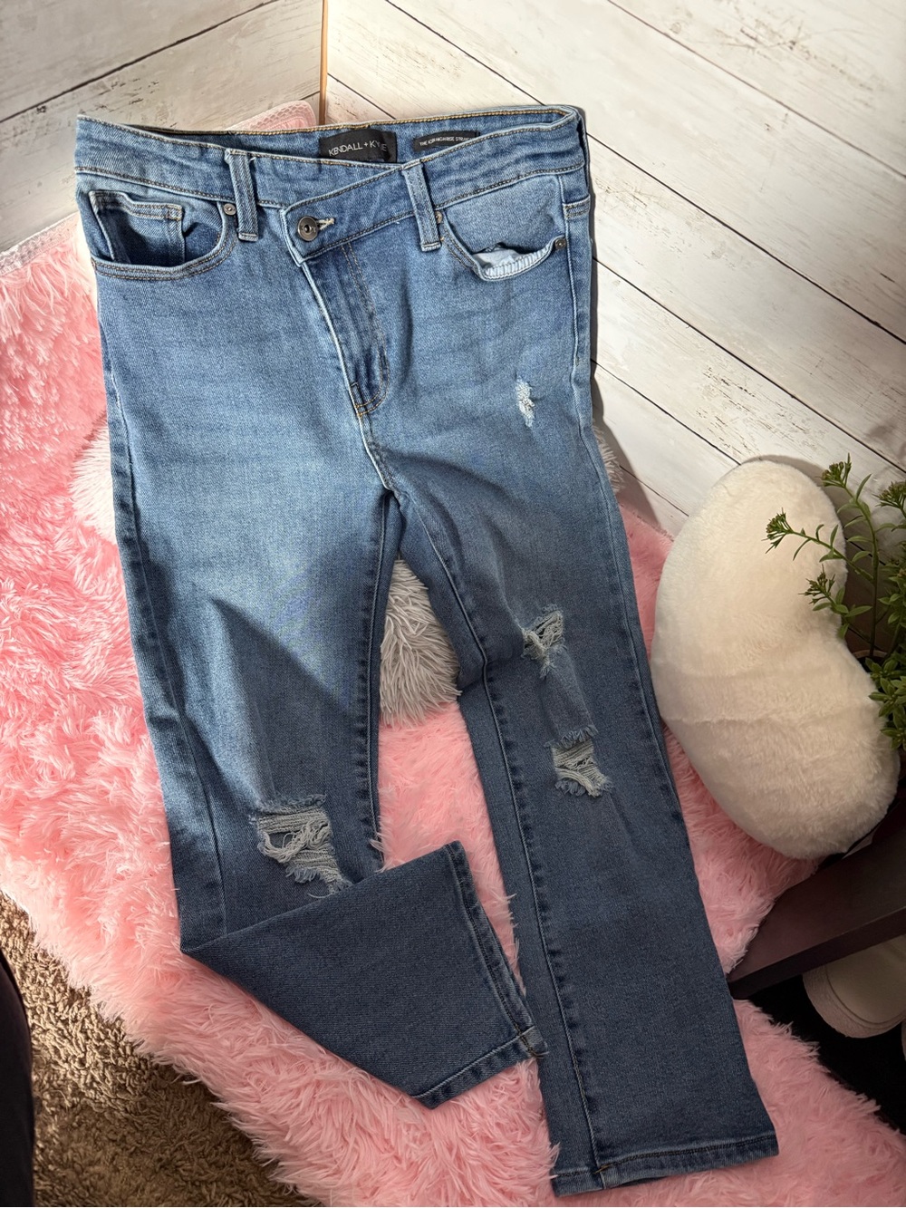 Kendall & Kylie Medium Blue Distressed Skinny Jeans